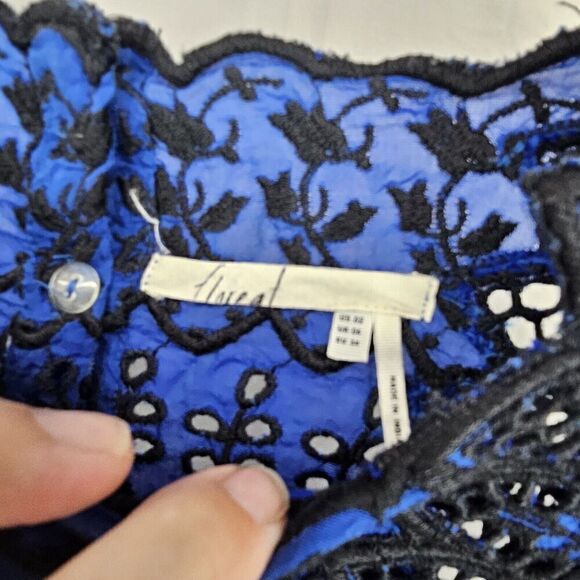 FLOREAT ANTHROPOLOGIE Black Blue Embroider Floral LISSE Peasant BOHO Dress 2 - Picture 8 of 10